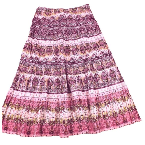Emma James Womens Skirt Tiered Pink Boho Vintage Style Geometric Size 12  JH1044 - Picture 1 of 4